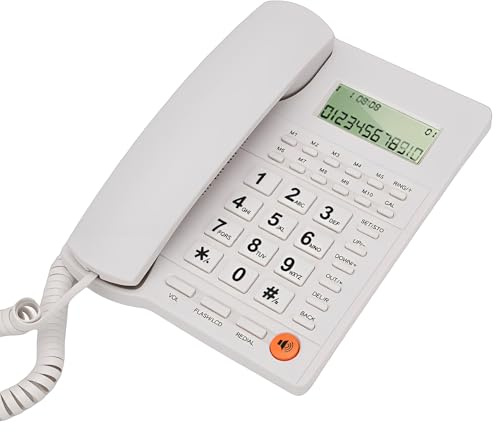 LICAEVEY Téléphone Fixe Filaire Rétro avec Identification de L'appelant, Gros Boutons et Aucune Alimentation Secteur Requise, Téléphone de Bureau Analogique pour Personnes âgées, Hôtel, (White)