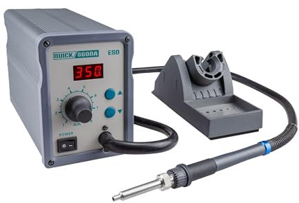 QUICK 860DA Profi Heißluft Lötstation Set digital regelbar 120 Watt Temperaturbereich 100 - 450 °C SMD Reworkstation / Kalibrierfunktion / Standby / Auto-Kühlsystem