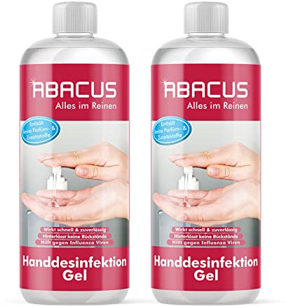 ABACUS® Handdesinfektion Gel, Desinfektionsgel, Handdesinfektion, Desinfektion, Desinfektiongel, Gel in Spenderflasche, Schnelldesinfektion – Handdesinfektion Gel 2x 1000 ml (7561)