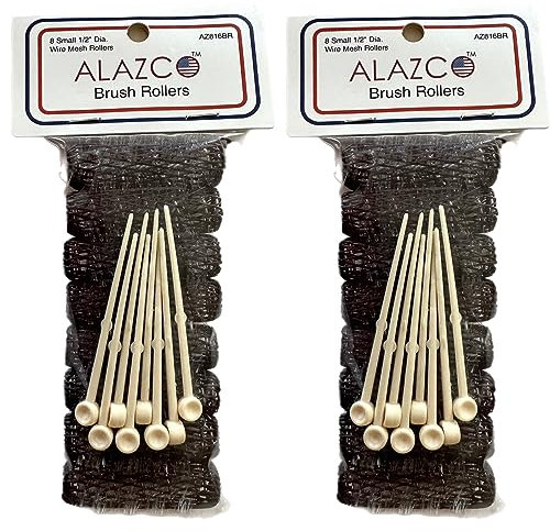 16 pc Vintage Style Hair Roller Mini Small Brush Rollers Mesh Curlers Bristles 2x 1/2 Flexible Locking Pins Small Curls Short Hair