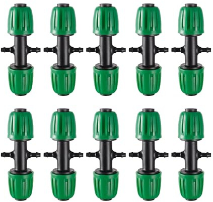 10 Pcs Barbed Four-way 1/2 inch Tubing (1/2 ID x0.6-0.63 OD) 16mm to 1/4 inch Irrigation Tube Anti-Drop Barbed Hose Fittings (Fits 13mm ID / 4mm ID)(10 Pcs Barbed Four-Way)