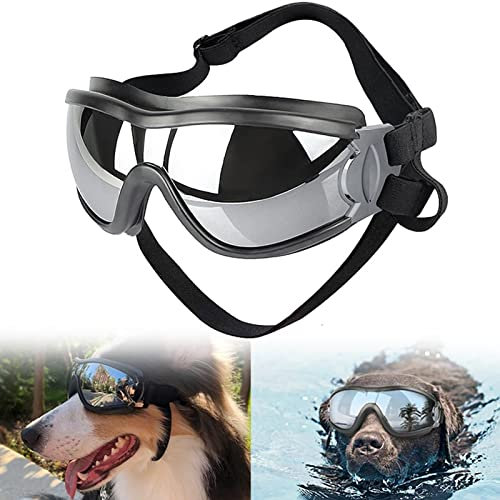 PJDDP Haustier Hund Sonnenbrille Hundebrille Hundeschutzbrille Anti-UV Schutz Augenschutz Wasserdichter Schutz Verstellbarer Riemen Für Mittelgroße Und Große Hunde