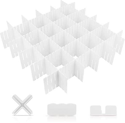 KEWUZY Schubladenteiler, Schubladeneinteiler, 16 Stück Schubladenteiler-Organizer, Schubladeneinsatz mit festen Beschlägen für Schrank Unterwäsche Socken DIY(Weiß)