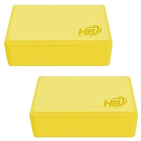 Vetrineinrete® Mattoncini yoga 2 pezzi blocchi in schiuma eva blocco supporto per esercizi pilates stretching leggeri 120 gr (Giallo)