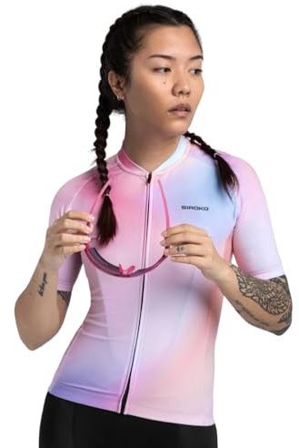 SIROKO - Radtrikot für Damen M2 Aura - M - Bubblegum Pink/Hellblau