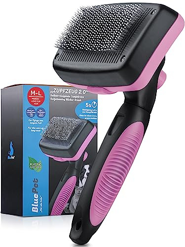 BluePet Brosse Autonettoyante 2.0 pour Grands Chiens et Chats à Poils Longs