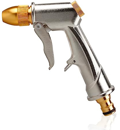 Pistola de pulverización de manguera de jardín, Pistola de agua de metal resistente, Pistola de pulverización de tubo de manguera de agua de alta presión, Pulverizador de riego manual