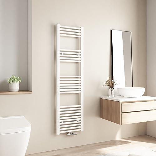Heilmetz Scaldasalviette bagno, scaldasalviette a radiatore 140 x 40 cm termoarredo bagno (Bianco)