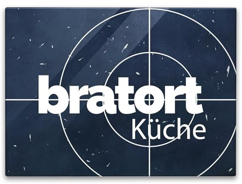Fernsehkrimi Schneidebrett in 39x28cm mit Spruch Bratort Küche ein dekoratives Kochbrett mit Fadenkreuz für die Küche lustiges Krimi Motiv Küchenbrett