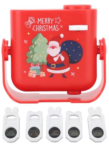 Fussbudget Kids Christmas Theme Projector, Multiple Patterns Decoration Christmas LED Ambient Light Projector with 5pcs Slides for Snowflakes, Snowman