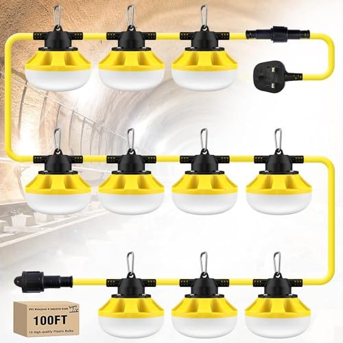 Faretto LED da costruzione, 100 W, 1000 lm, IP66, impermeabile, per cantieri, garage, campeggio, pesca, emergenza, illuminazione temporanea per interni ed esterni