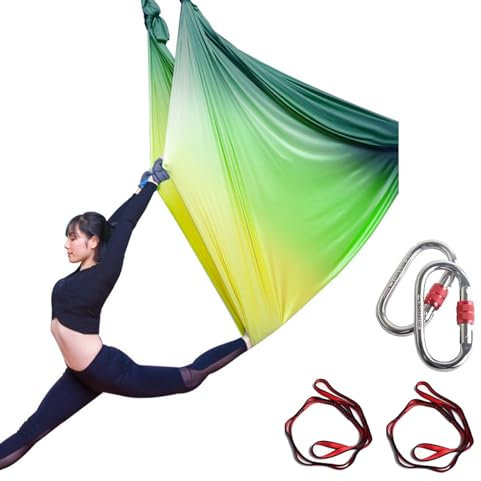 Aerial Yoga Hängematte Set, Aerial Yogatuch Swing Air Fliegen, Yoga-Schaukel Hammock Swing 1000 kg Max. Tragfähigkeit Yogatuch Zum Aufhängen Stahlkarabiner, Anti-Gravity-Übungen