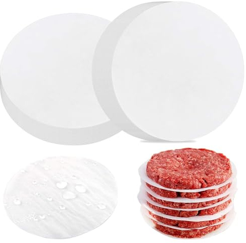 Burger papper rund, 13 cm, vit, 500 stycken, non-stick-belagd