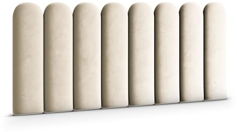 Muralo Wandkissen Gepolstert, Magic Velvet, Wandpolster - 20x80 cm, Creme | Wandpaneel, ideal als Bettkopfteil oder Lendenkissen - für Schlafzimmer und Wohnzimmer, einfache Anbringung mit Montagekleber