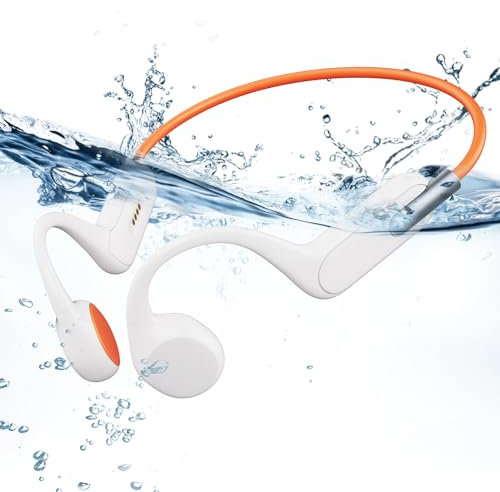 Casque Conduction Osseuse Natation Bluetooth 5.3, Écouteurs Piscine Étanches IPX8 avec MP3 32Go, Casque Sport Sans Fil Waterproof pour Course à Pied, Cyclisme, Nage, avec Micro, 8h Autonomie