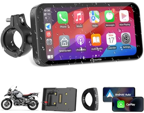 Carpuride W603B Motorcycle Carplay Screen for BMW R1200GS R1250GS S1000XR Motorcycle, 6.3 inch Waterproof Touchscreen, Portable Carplay/Android Auto GPS Navigation for Motorbike
