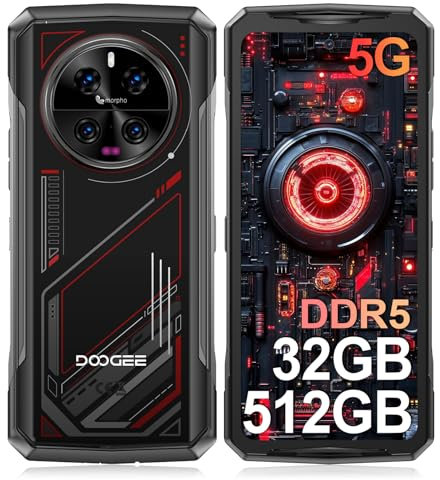 DOOGEE V40 Outdoor Handy Ohne Vertrag 5G - MediaTek Dimensity 7300 Android 14 Handy, 32GB RAM + 512GB ROM Outdoor Smartphone, 6.78” FHD+ 120Hz, 108MP, 8680mAh Rugged Baustellenhandy, IP68/NFC/Face ID