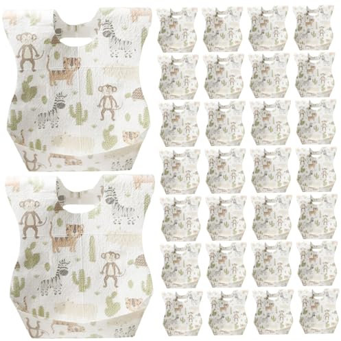 30 PCs Baby-Einweg-Lätzchen, weiche Baby-Lätzchen zum Essen, atmungsaktive U-förmige u-filme niedliche wasserdichte individuelle Fütterung von Sabbern mit verstellbaren Trägern, Baby-Einweg-Lätzche