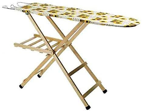 BuyStar Asse da Stiro in Legno di Faggio Naturale: 35x141,5xH92 cm- Struttura Robusta e Stabile con Copriasse Assortito -Ideale per una Stiratura Professionale ed in Casa
