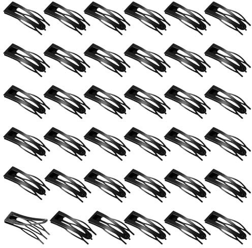36 Stück Feste Haarspange Schwarz Doppelklammern Rutschfeste Haarspangen Damen Haarclips Metall Druckknopf Haarklammer Haarschmuck für Frauen und Damen Dickes Dünnes und Kurzes Haar