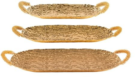 Colcolo 3X Serviertablett Snacktablett Rechteckige Palette Speisetablett Gebäcktablett für Hochzeit Restaurant Hotel Haushalt Büro