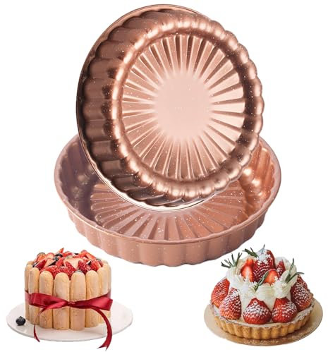 HQILRRA Moule a Charlotte 2 pièces,Moule à Gâteau Rond,Moule à Charlotte,250 mm x 50 mm de Profondeur,aluminium,Moule à Manqué et Savarin à Charnière