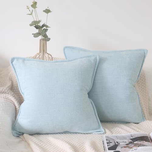 OYIMUA Hellblau Kissenbezug 40x40 Chenille 2er Set Kissenbezüge Deko Sofakissen Edel Luxus Kuschelkissen Weich Kissenhüllen Wohnzimmer Schlafzimmer