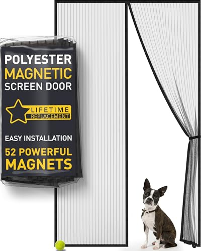 Magnetisches Fliegengitter für Türen – Strapazierfähiges Netz mit sichtbaren Linien, freihändiger Magnetverschluss, einfache Montage ohne Bohren, atmungsaktiv und insektenabweisend, 110x220 cm