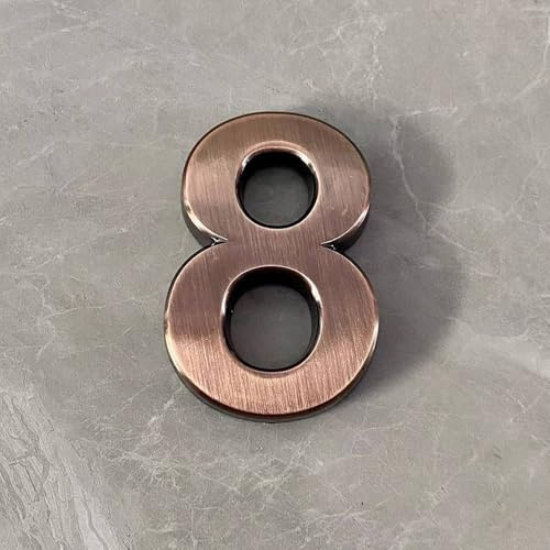 2 Zoll Selbstklebende Hausnummern Aufkleber 5 cm Moderne Türnummer Bronze/Silber Briefkasten Adressschild, für Wanddekoration Garten Wohnung Café Hotel Büro Straße Zimmer Hof Außenbereich(Bronze 8)