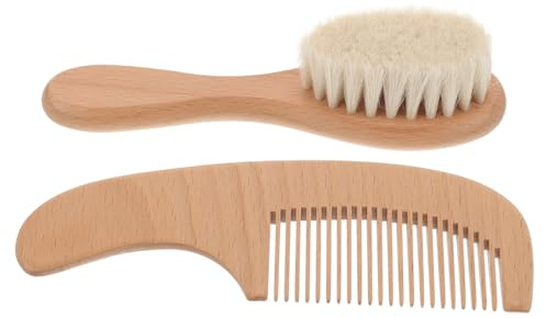 minkissy Ensemble Brosse à Cheveux Pour Bébé Et Peigne Poils Doux, Brosse De Bain Légère En Bois De Hêtre, Nettoyage Du Cuir Chevelu, Soin -né, Pour Jeunes Parents