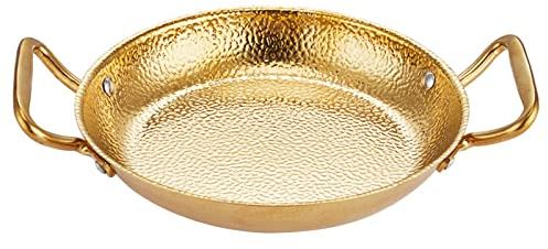 Casserole à Fruits de mer en Acier Inoxydable 304, 6 Tailles, martelée à la Main, antiadhésive, avec Double poignée, pour la Maison ou Le Restaurant, 26 cm, Cou(Gold 28cm)