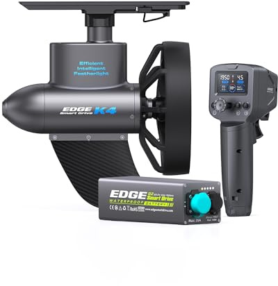 EDGE K4 400W Brushless Kayak & SUP & Boost Fin Paddle Board Motor Kit, 20LBs Thrust, With Wireless Bluetooth Remote & B2 Battery, Cruise Control, Lightweight Universal Electric Fin Underwater Thruster