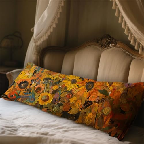 Almohada Corporal Sencillez Funda Cojin 50x180cm Almohada para Embarazo Maternidad, Almohadas para Dormir de Lado flores silvestres Almohadas Embarazada Funda de Cojines Grandes Cushion Covers LYD-959