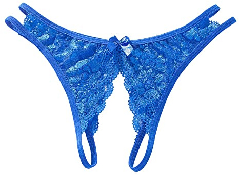 Modaworld Sexy Culotte Dentelle Fendue pour Femme Lingerie érotique, G-String en Dentelle Florale Strings Tangas Femme sous-vêtement
