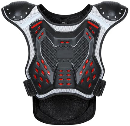 Protezione integrale per bambini per moto, gilet protettivo per il torace da motocross, protezione per la schiena da corsa per ciclismo, sci, skateboard e protezione della colonna,Black-M