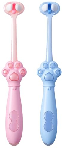2 Pack Dreiseitige Zahnbürste, Zahnbürste Dreiseitig Kinder, Weiche Borsten, Griffiger Griff & Umfassende Pflege