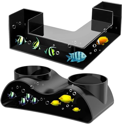 VOHESEA Tunnel, 2 misure, tunnel per acquario, grotte sotterranee di pesce, in plastica, 17,6 cm/12,5 cm, nascondiglio con 2 ingressi, visione a 360°, decorazione per acquario da nascondere, colore