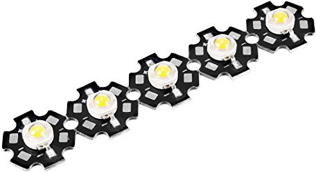 sourcing map 280-350mA 1W LED Chip Bombilla COB Luz Perlas Cálido Blanco Súper Brillante Alta Potencia para Luz Inundación 5uds