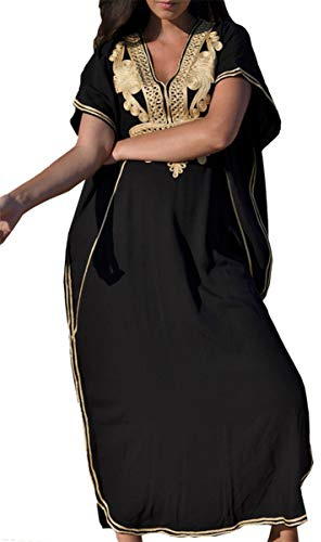 L-Peach Abito Lungo da Spiaggia con Stampa Etnica Estiva da Donna Kimono Maxi Copricostume
