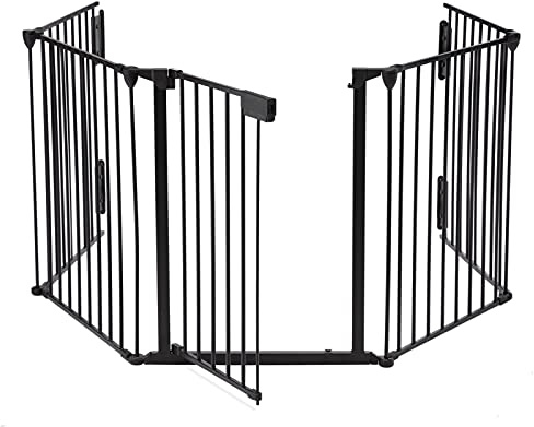 AUXSOUL 118 Wide Baby Gate Metal Safety Playpen - Fireplace Fence for Toddler/Pet/Dog, Fits 72- 118 Wide, 5-Panel (30 H, Black)