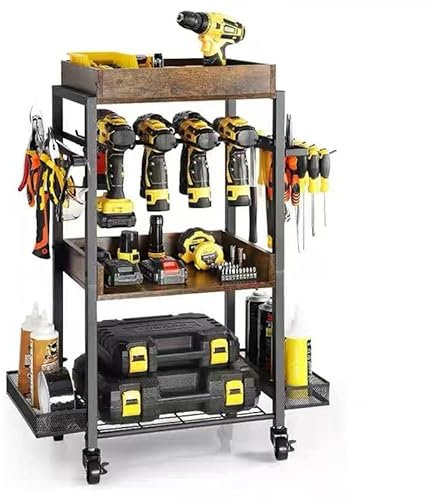 UNHO Servante d'atelier Complète avec Outils: Rangement Outils Bricolage à roulettes Organisateur Outils Électriques Chariot Roulante Métallique Caisse à Outil pour Garage - 62x30.5x88cm
