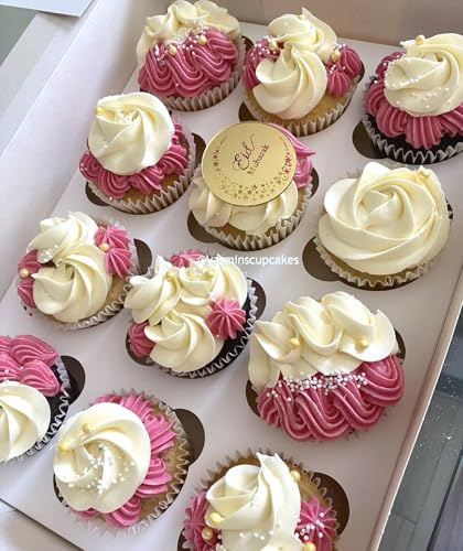 6 Eid Mubarak Cupcake Discs, Eid Cupcake Toppers, Gold Cake Disc, Moon Star Cupcake Topper, Gift Tags, Gift Charms, Cake Decorations.