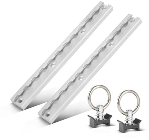 STAHLWERK Kit de rails d'arrimage LRS-30 ST avec œillets d'arrimage, 30 cm, rail Airline en aluminium avec trous de perçage intégrés pour sécuriser la charge pendant le transport