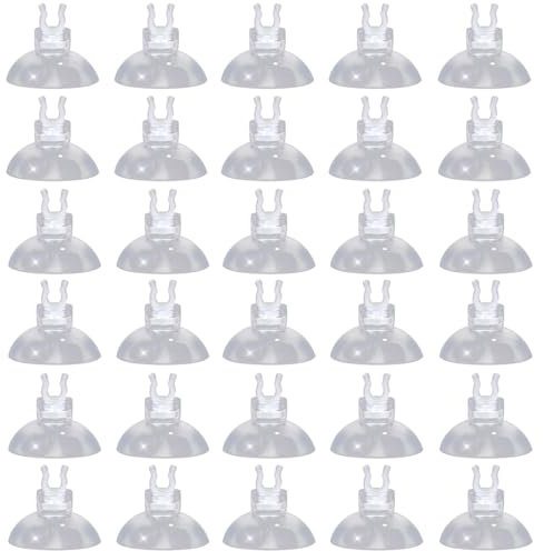 IKOPFLN 30 Stück Aquarium Saugnapf Ø 25mm - Transparent Schlauchhalter | Befestigung für Heizstab Filter Luftschlauch | Aquarienzubehör 2-4mm Halterung | Wasserdicht Robust Zuverlässig Halter