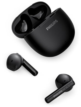 Philips TAT1139 Wireless Earbuds,True Wireless Headphones,Powerful Bass with 13 mm Driver,Clear Call with AI Mic,26-Hour Battery Life,Fast Charging,Bluetooth v5.4,IPX4 Rating,Ergonomic Design,Black