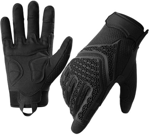 Artanchao Motorrad Handschuhe Herren | Atmungsaktive Sommer-Handschuhe mit 3-Finger Touchscreen | Stoßdämpfend für Motorrad, Offroad, Enduro, Mountainbike & Roller | Erwachsene | Schwarz (Schwarz, L)