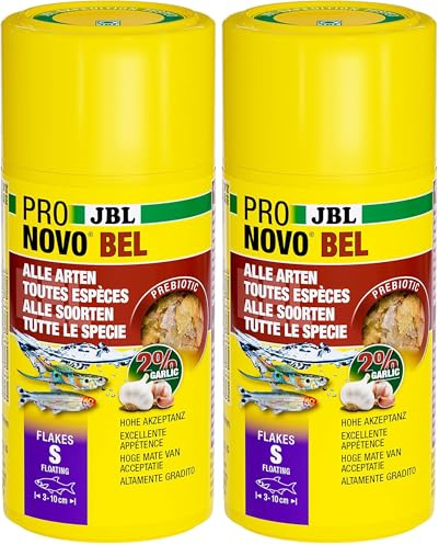 JBL PRONOVO BEL Flakes, Aliment de Base pour Tous Poissons d'Aquarium de 3-10 cm, Flocons pour Poissons, Taille S, 100 ML (Lot de 2)
