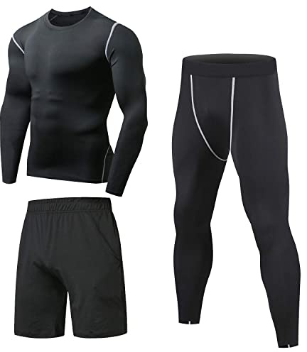 Niksa 3 st herr gym löpning kläder set kompression gymkläder fitnesskläder set