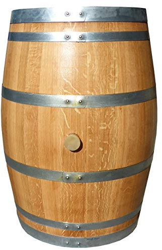Temesso 225l Weinfass rund, Barriquefass als Stehtisch - Holz geschliffen Oberfläche geölt