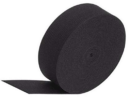 Cuerda elástica de poliéster de 5 metros de ancho, color negro, 4 cm de ancho, banda de goma trenzada plana, cuerda de hilo elástico, cinta elástica de punto, carrete de cinta elástica, accesorios